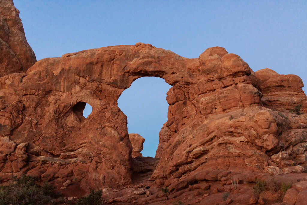 red rock arches at Arches National Park